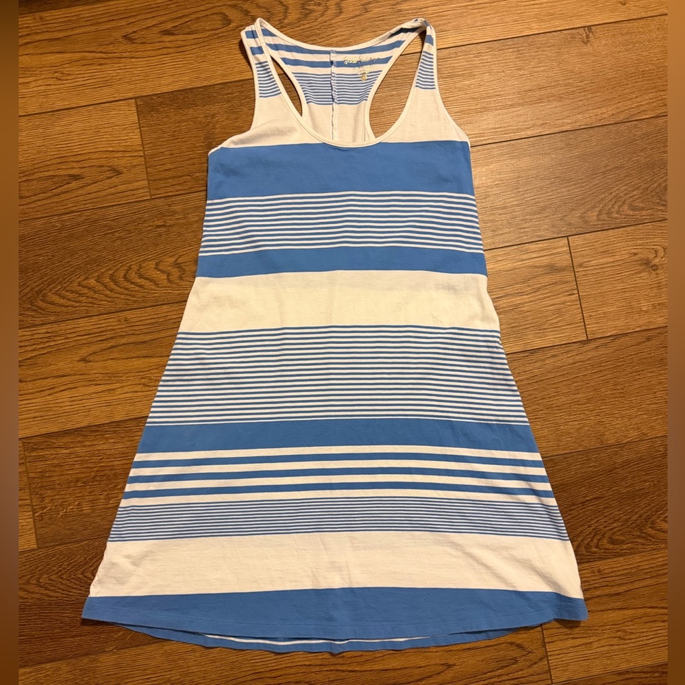 Lilly Pulitzer Melle Trapeze Blue and White Striped Racerback Tank Dress XS